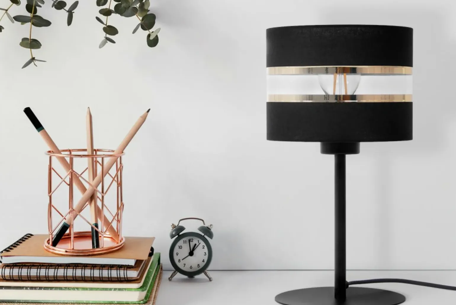 Sklep Kaja Lampka stołowa z abażurem z przezroczystym paskiem K-5206 z serii NICEA