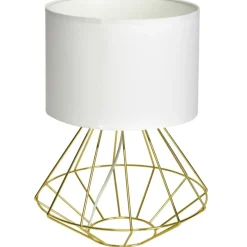 Sklep Kaja Lampka stołowa z białym abażurem, złota podstawa MLP6268 z serii LUPO | Kaja Ośw