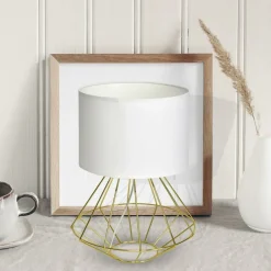 Sklep Kaja Lampka stołowa z białym abażurem, złota podstawa MLP6268 z serii LUPO | Kaja Ośw