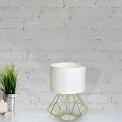 Sklep Kaja Lampka stołowa z białym abażurem, złota podstawa MLP6268 z serii LUPO | Kaja Ośw