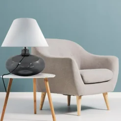 Sklep Kaja Lampka stołowa z dymioną, szklaną podstawą 5521WH ADANA | Kaja