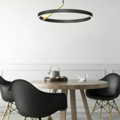 Fashion Ledowa, czarno-złota obręcz wisząca MD3689-1M-3BGT MALU | Kaja Żyrandole Nowoczesne