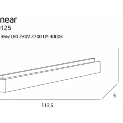 Sklep Kaja Ledowa, długa listwa sufitowa 4000K 113,5cm MX C0125 LINEAR | Kaja