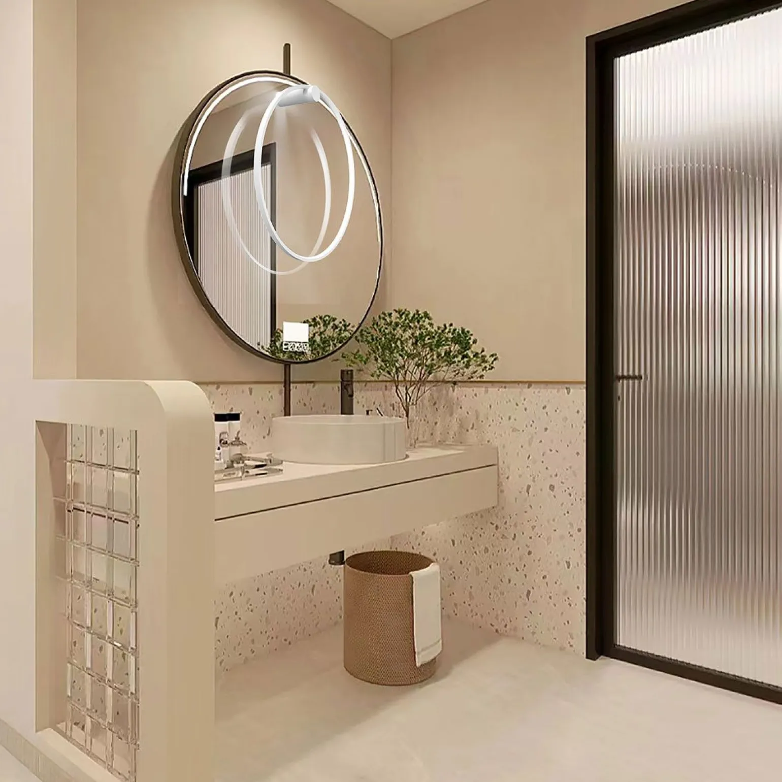 Sklep Kaja Ledowa obręcz ścienna, kinkiet koło 60cm LP-999/1W S WH z serii MIRROR