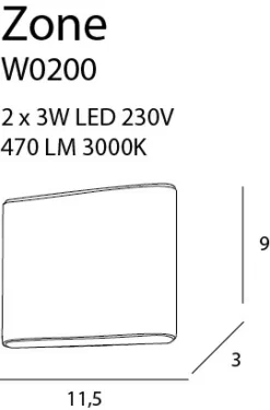 Sklep Kaja Ledowy, biały kinkiet dwukierunkowy 11,5cm MX W0200 ZONE | Kaja