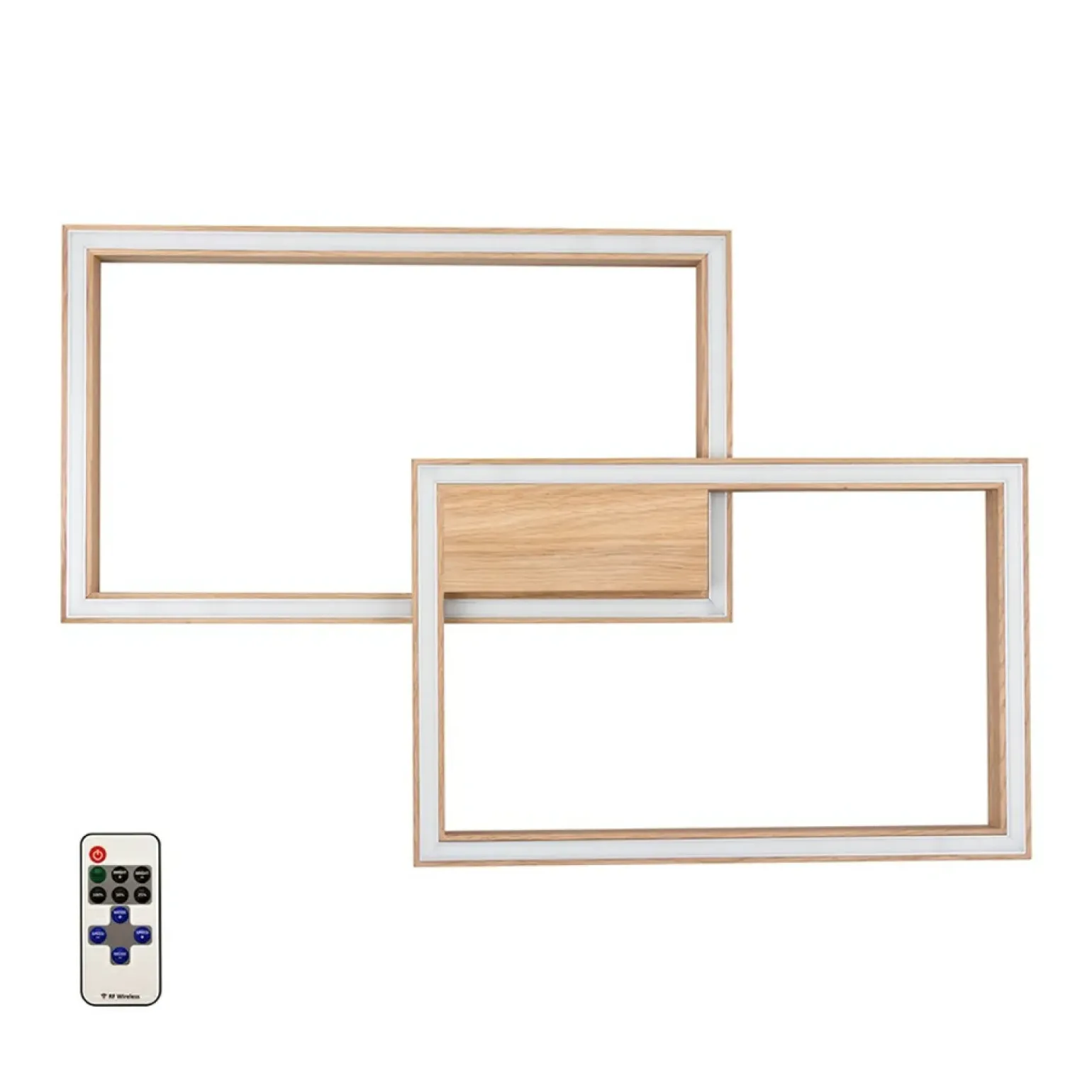 New Ledowy, drewniany plafon sterowany pilotem 91402274 RAMME | Kaja Żyrandole Nowoczesne