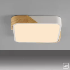 Sklep Kaja Ledowy plafon z dodatkiem drewna ZM 14289-16 BILA | Kaja Oświetlenie