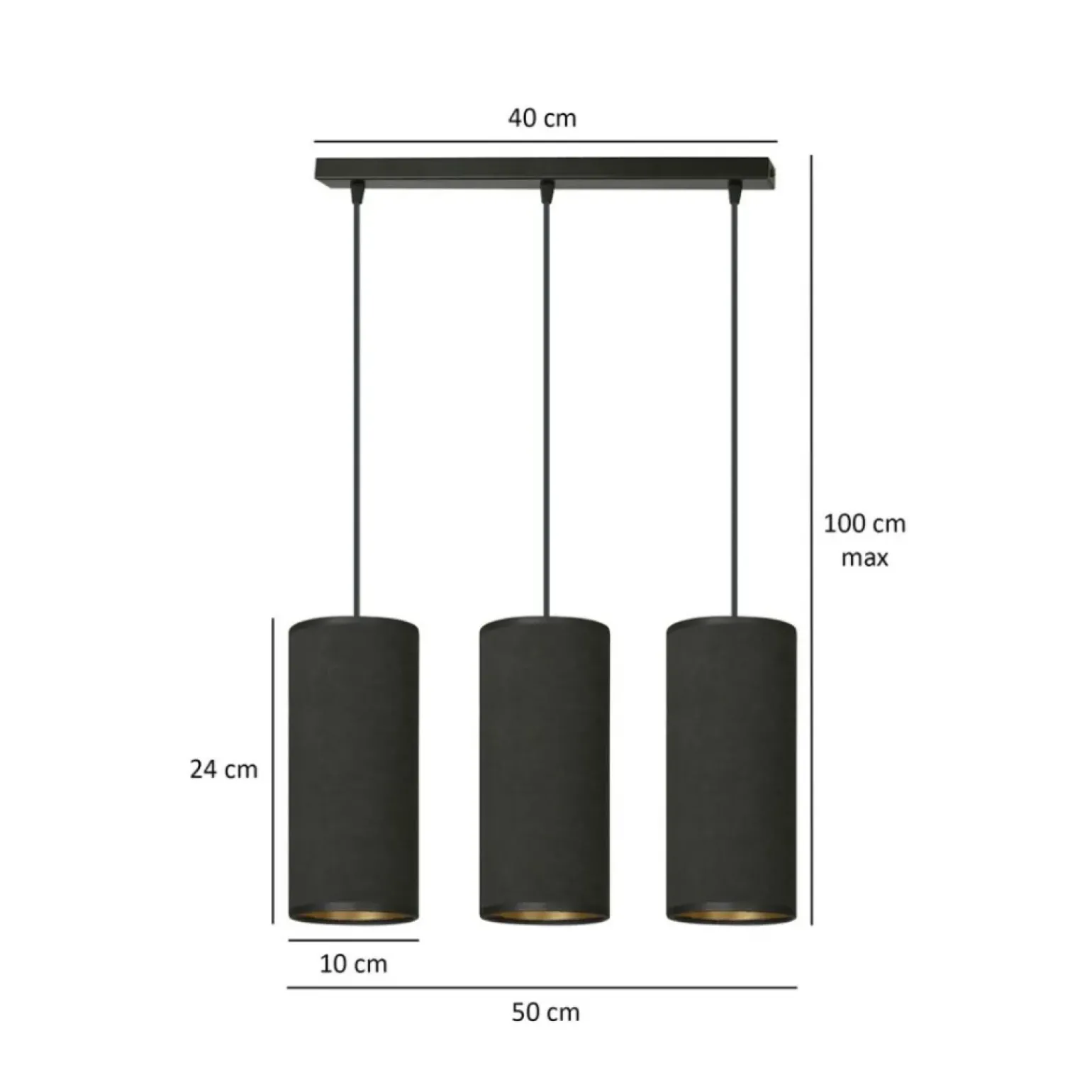 Store Liniowa lampa wisząca nad stół w jadalni 1067/3 BENTE | Kaja Żyrandole Nowoczesne