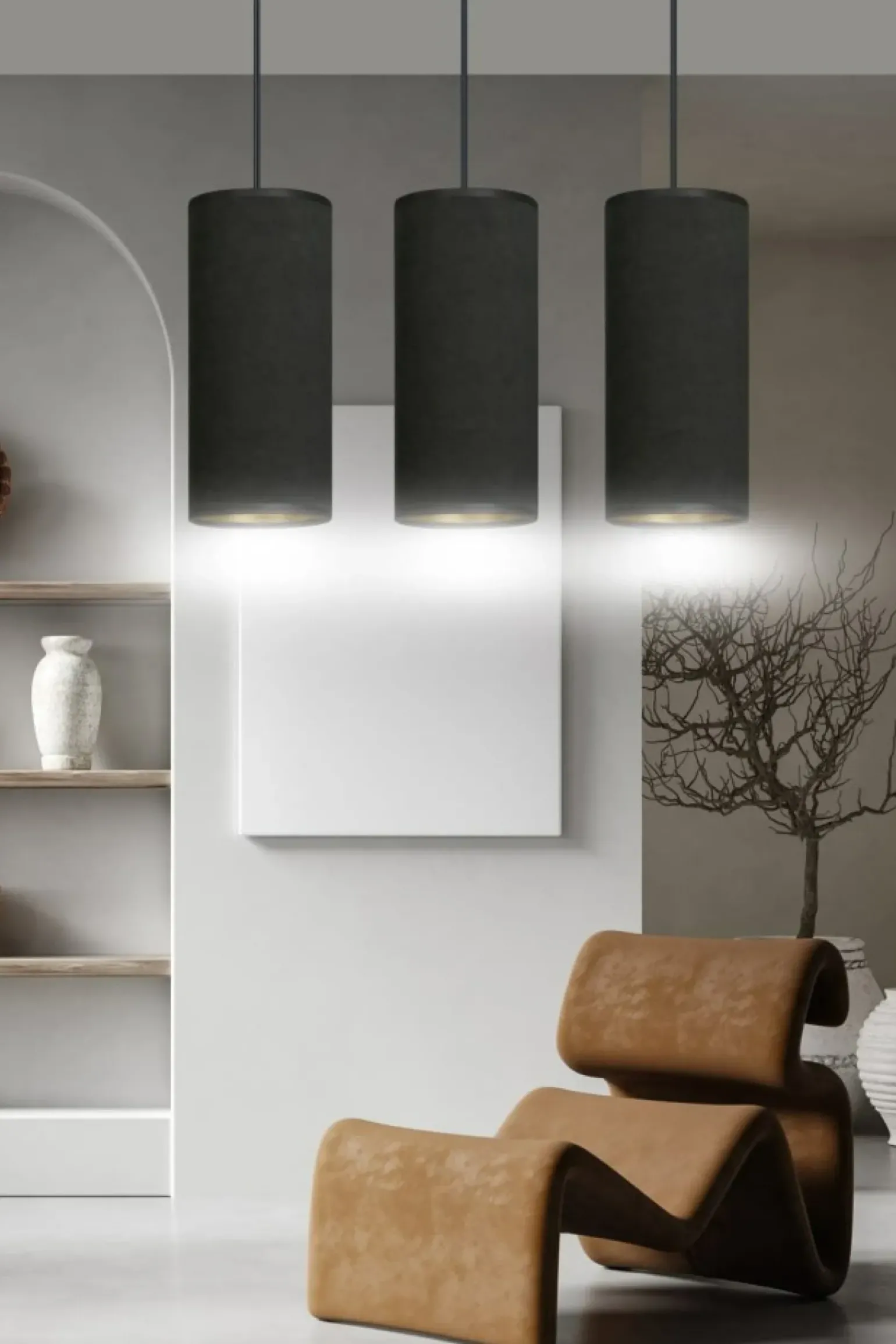 Store Liniowa lampa wisząca nad stół w jadalni 1067/3 BENTE | Kaja Żyrandole Nowoczesne