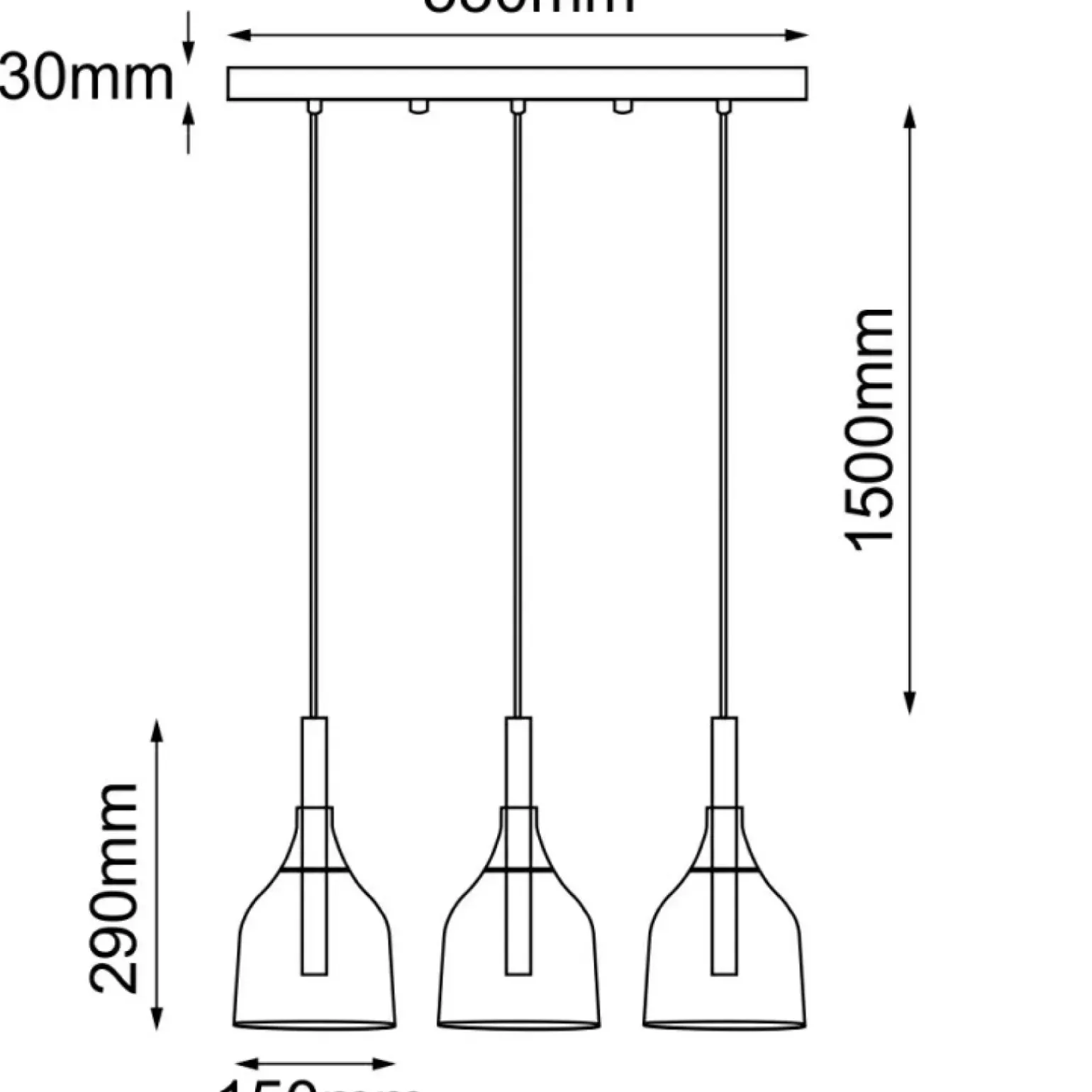 Store Liniowa lampa wisząca z 3 kloszami ANT 5096 BOTOR | Kaja Oświetlenie Żyrandole Nowoczesne