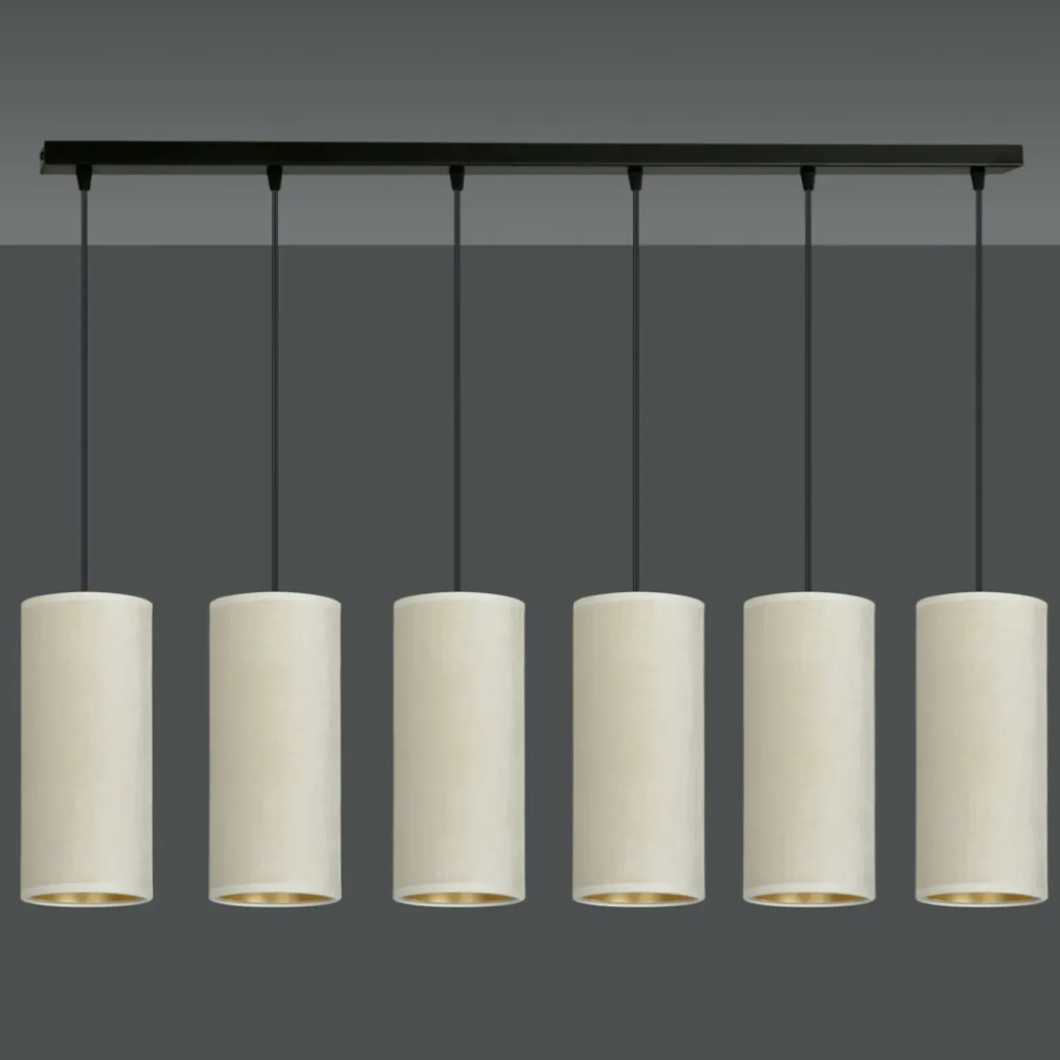 Store Liniowa lampa wisząca z wąskimi abażurami 1059/6 BENTE | Kaja Żyrandole Nowoczesne
