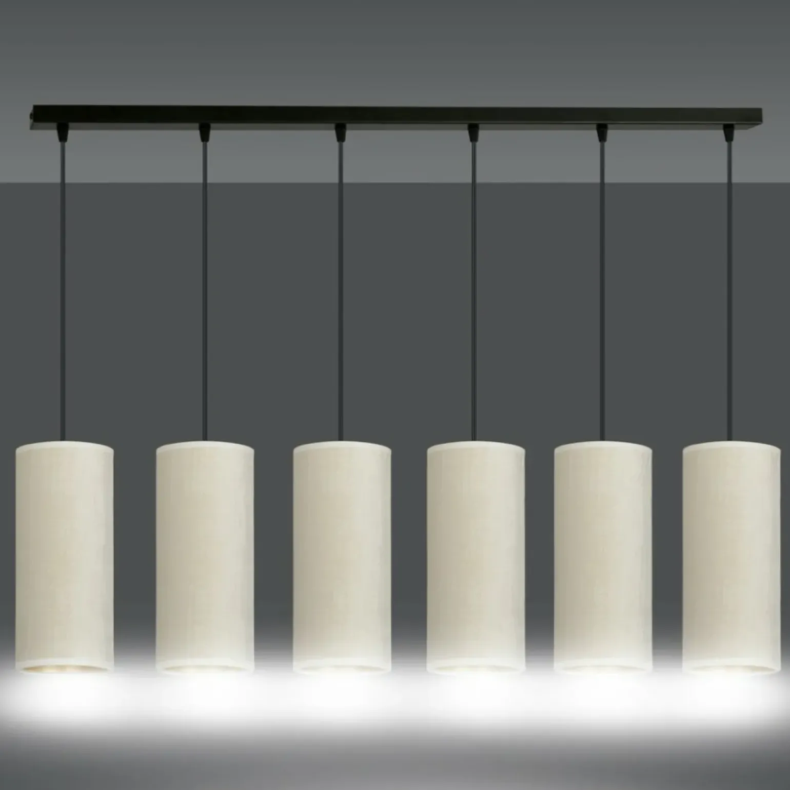 Store Liniowa lampa wisząca z wąskimi abażurami 1059/6 BENTE | Kaja Żyrandole Nowoczesne