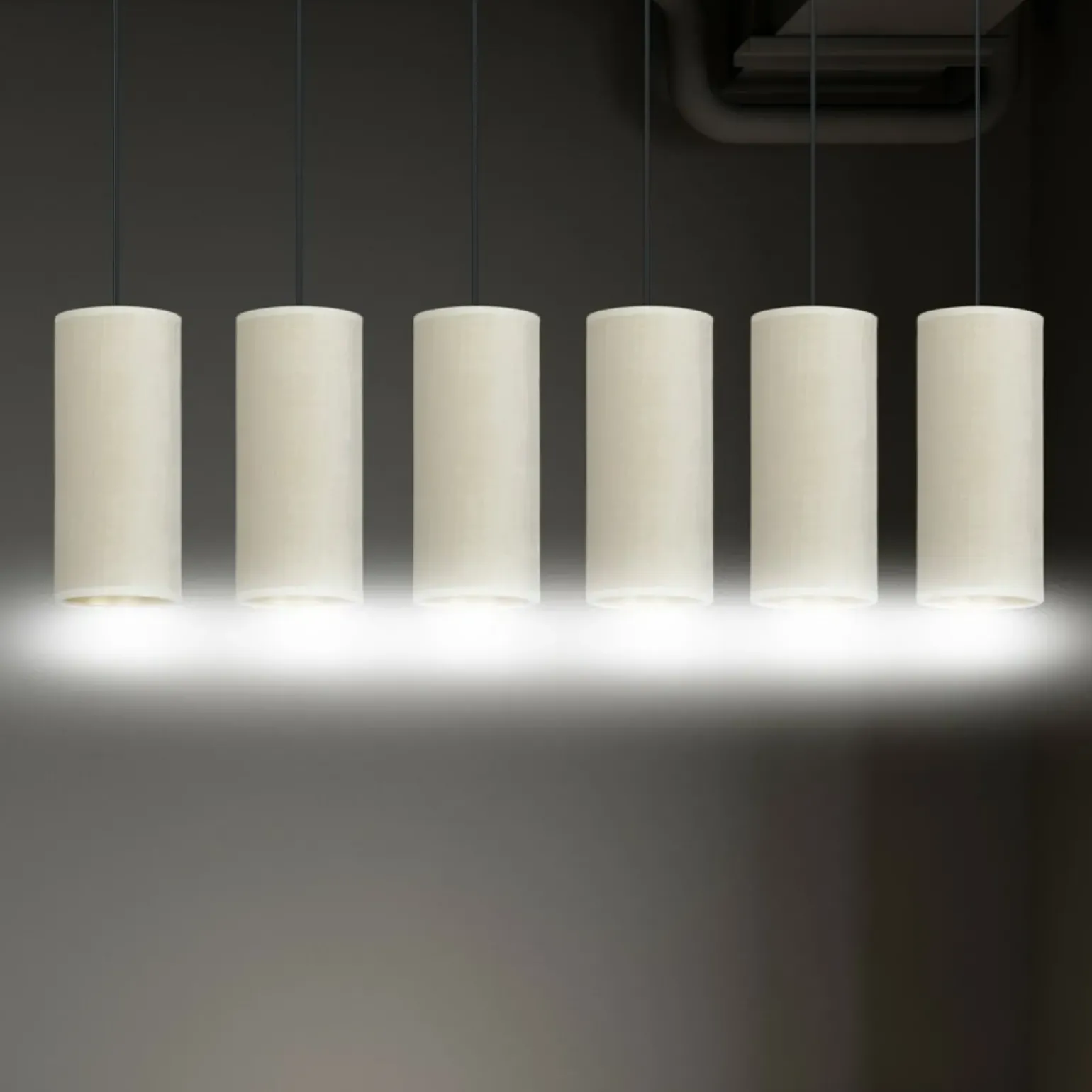 Store Liniowa lampa wisząca z wąskimi abażurami 1059/6 BENTE | Kaja Żyrandole Nowoczesne