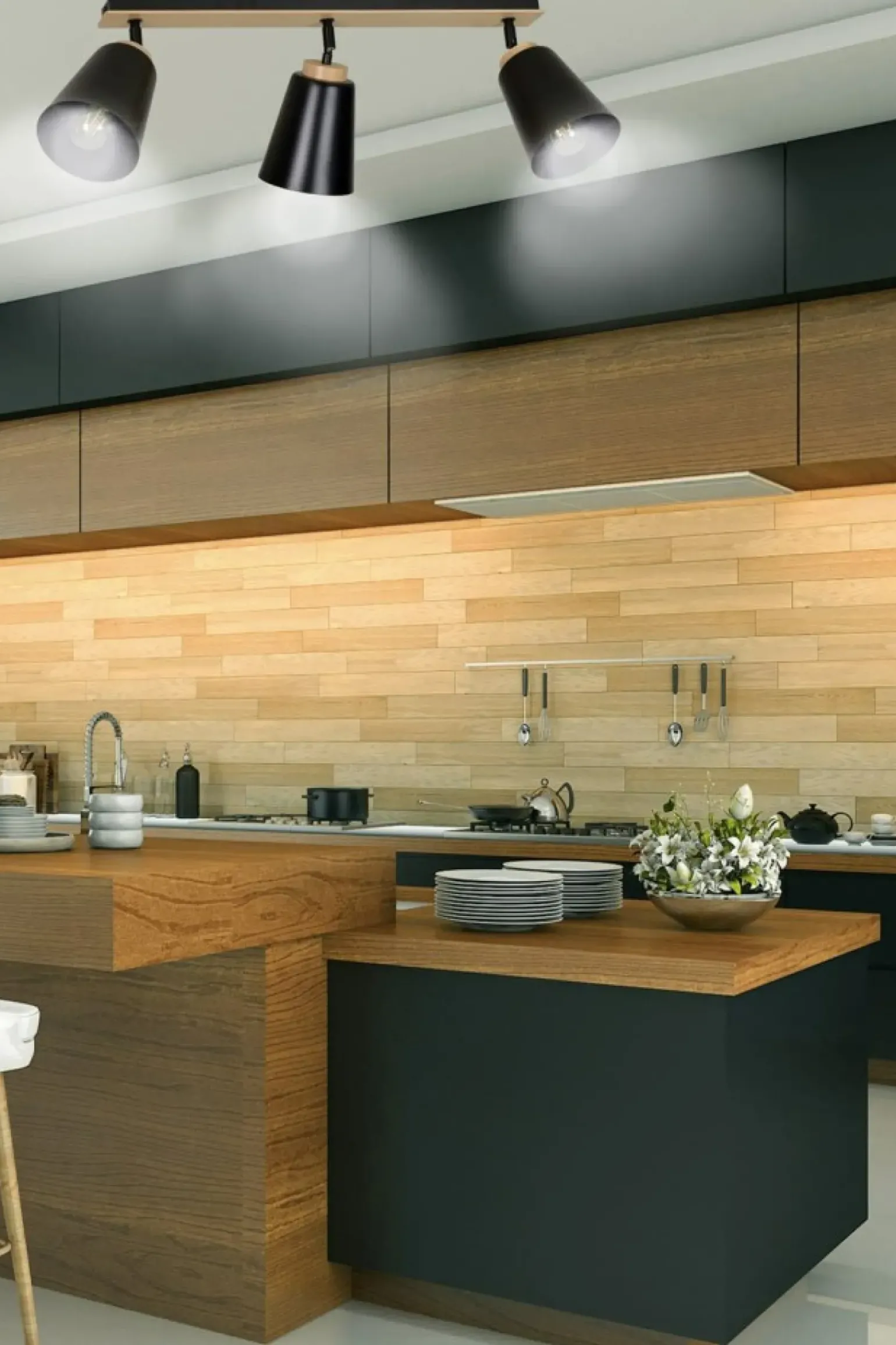 Fashion Listwa sufitowa z 3 kloszami w kolorze czarnym 725/3 | Kaja Żyrandole Nowoczesne