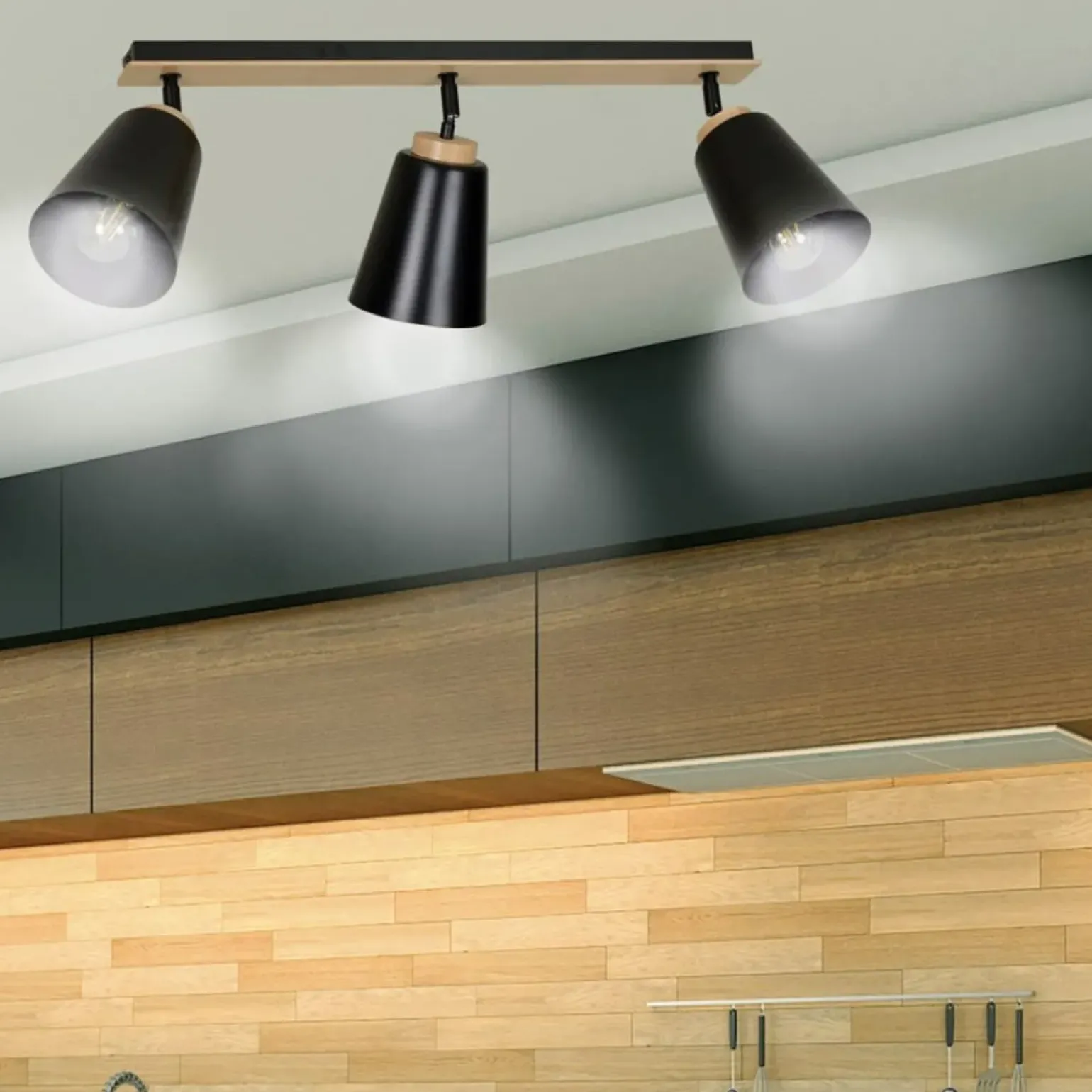 Fashion Listwa sufitowa z 3 kloszami w kolorze czarnym 725/3 | Kaja Żyrandole Nowoczesne