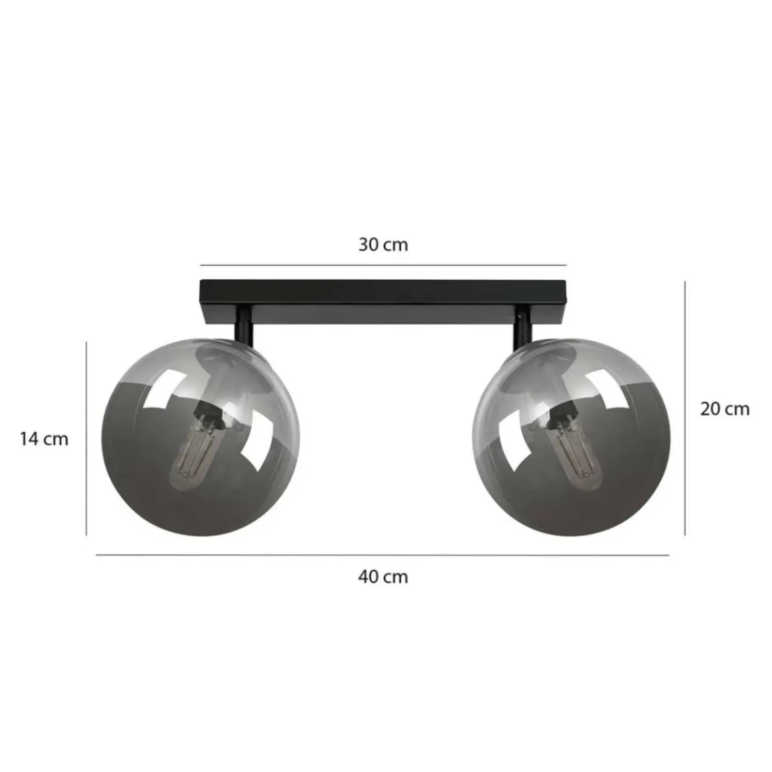 Outlet Listwa sufitowa z grafitowymi kloszami 777/2 | Kaja Oświetlenie Żyrandole Nowoczesne