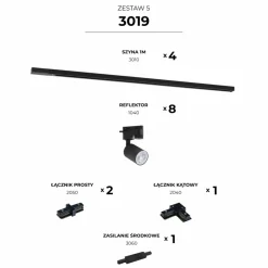 Sklep Kaja Listwa szyna 2mx2m kształt L, komplet z reflektorami ZM 3019 | Kaja
