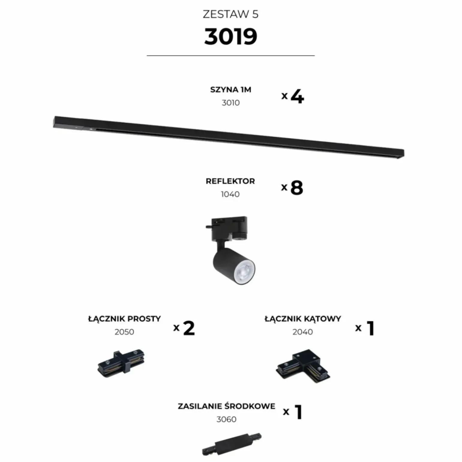 Sklep Kaja Listwa szyna 2mx2m kształt L, komplet z reflektorami ZM 3019 | Kaja