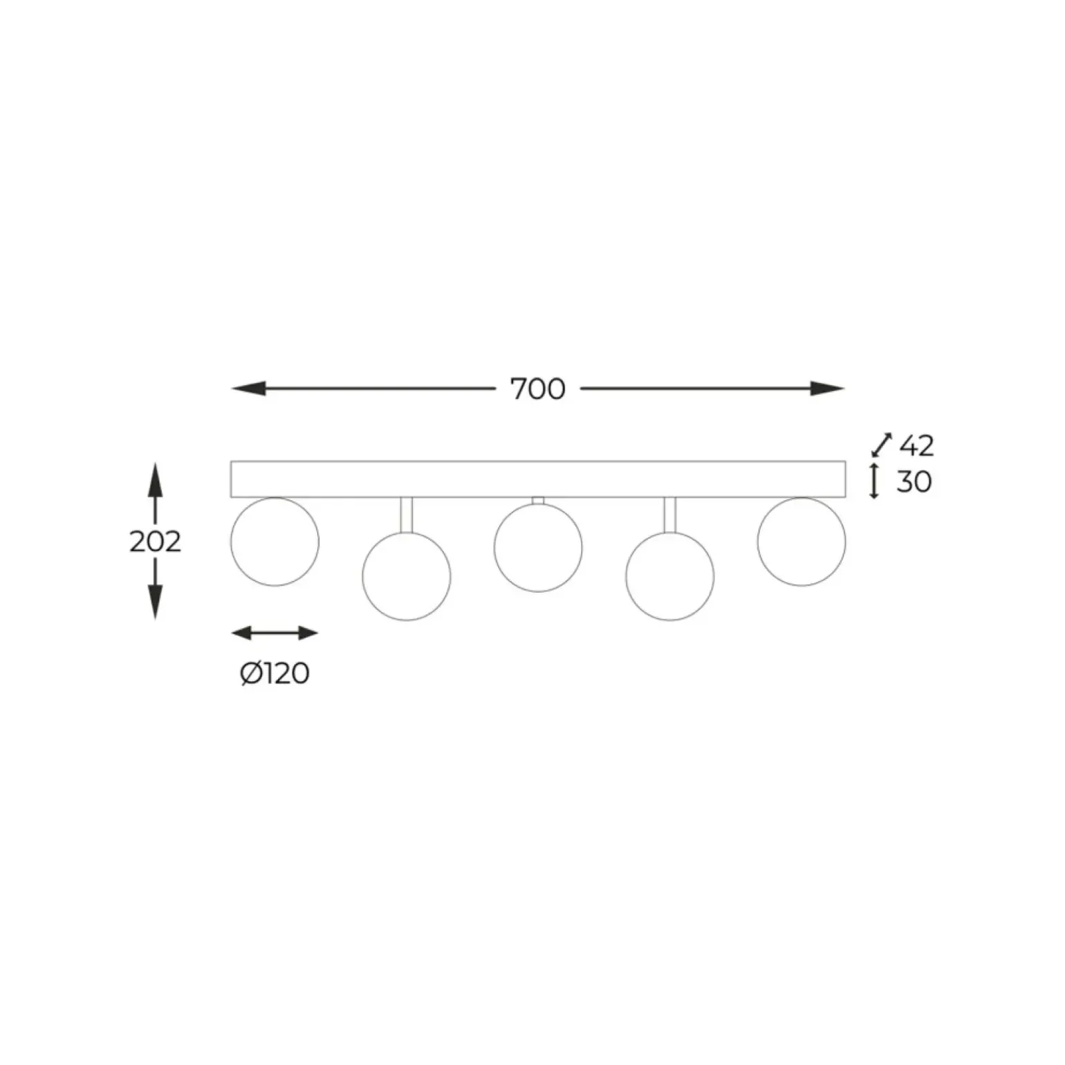 Clearance Listwa z białymi kloszami, do nowoczesnego salonu 5643 z serii ALI Żyrandole Nowoczesne