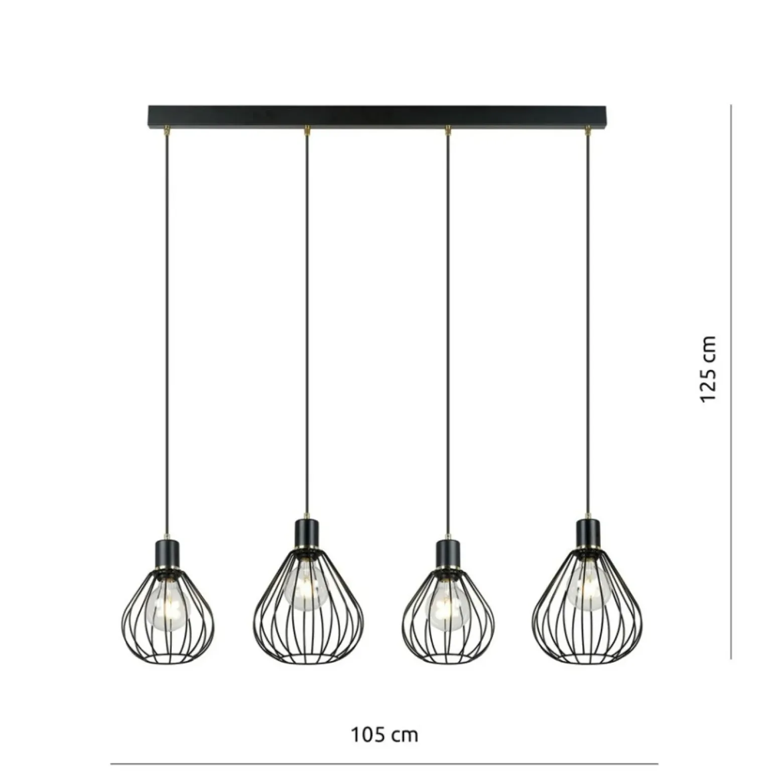 Store Listwa z czterema zwisającymi drucianymi kulami 1222/4 z serii GINO Żyrandole Nowoczesne