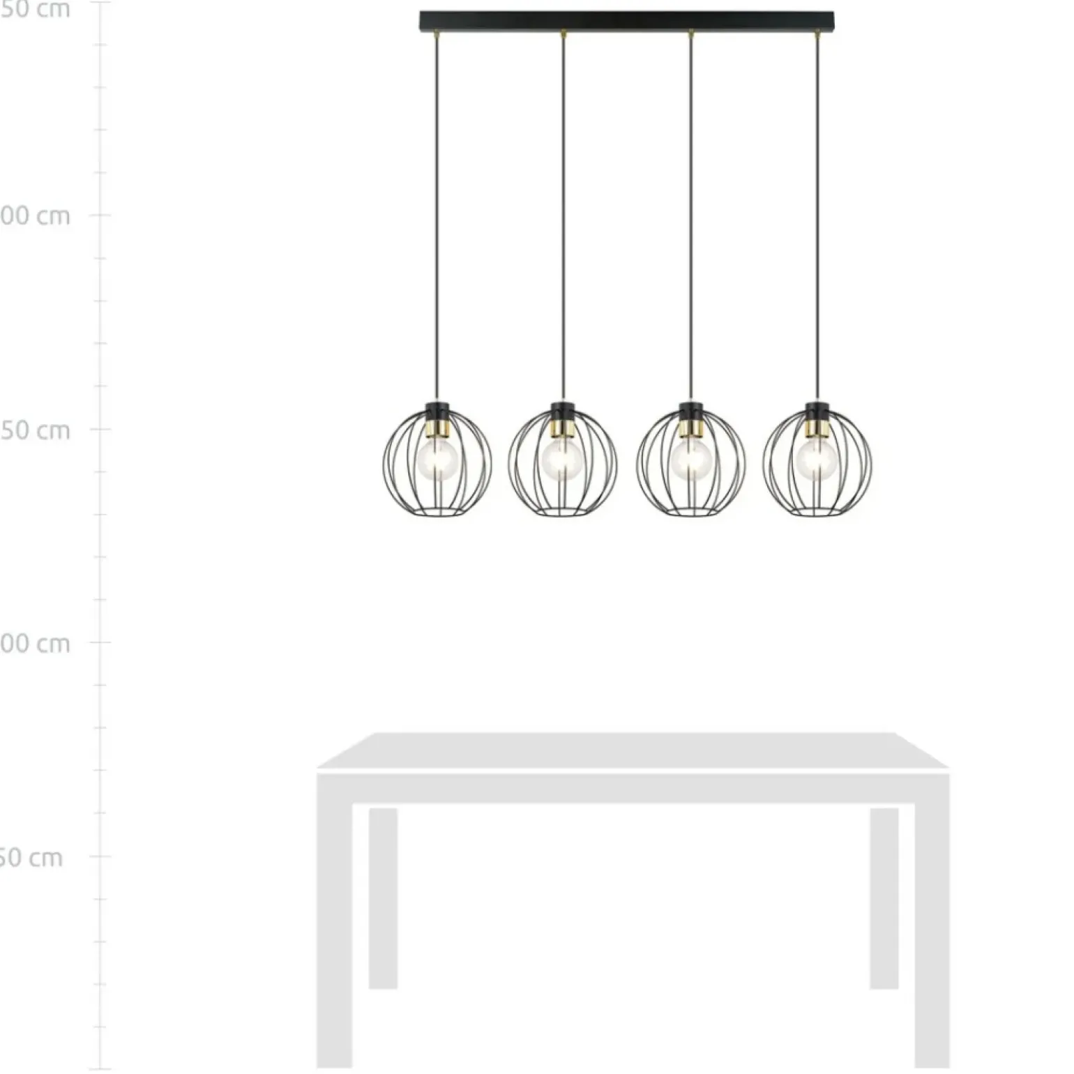 Store Listwa z czterema zwisającymi drucianymi kulami 1222/4 z serii GINO Żyrandole Nowoczesne