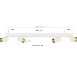 Discount Listwa z reflektorami i LEDem na środku LP-0703/4C WH PERUGIA | Kaja Żyrandole Nowoczesne