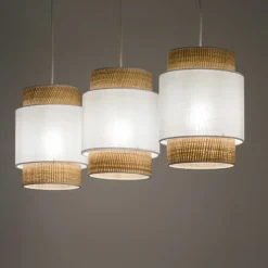 Cheap Listwa ze słomkowymi abażurami na zwisach TK 5654 serii BOHO NEW WHITE Żyrandole Nowoczesne