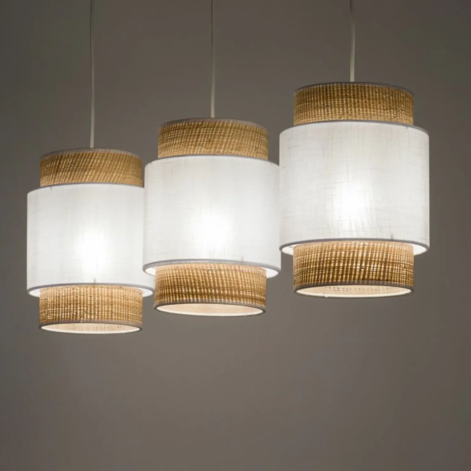 Cheap Listwa ze słomkowymi abażurami na zwisach TK 5654 serii BOHO NEW WHITE Żyrandole Nowoczesne