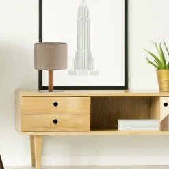 Sklep Kaja Lniana lampka nocna na drewnianej nodze TK 5192 DEVA | Kaja