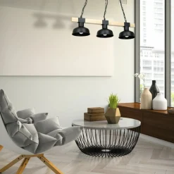 Cheap Loftowa lampa wisząca z drewnem stabilizującym MLP7457 z serii FARO | Kaja Oświe Żyrandole Nowoczesne