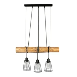 Store Loftowa lampa wisząca z sosnową belką 68204304 TRABO SHORT | Kaja Żyrandole Nowoczesne