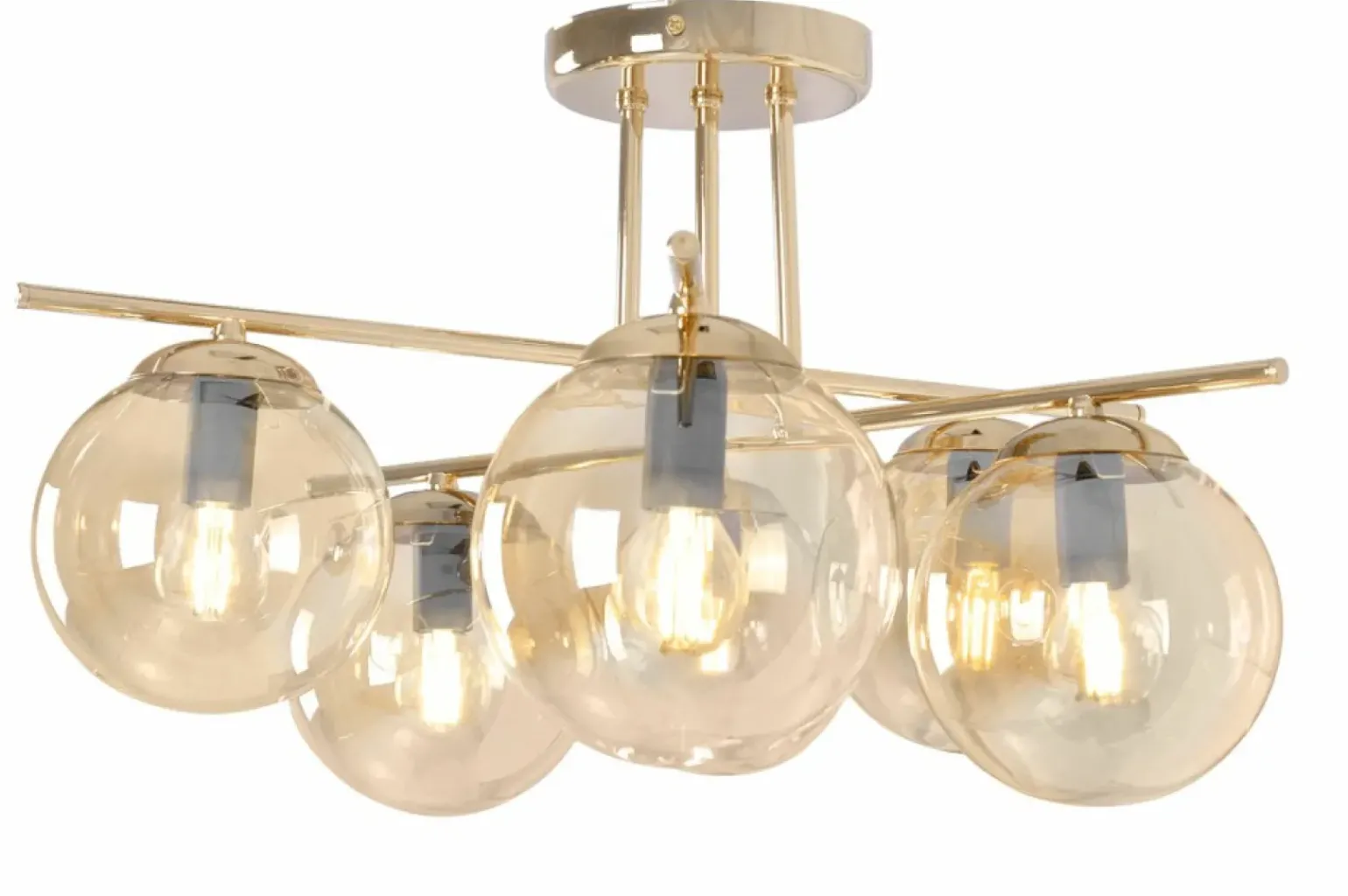 Hot Luksusowa lampa sufitowa z bursztynowymi kloszami K-5414 z serii GRAND Żyrandole Nowoczesne