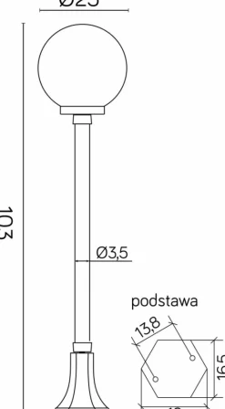 Sklep Kaja Metrowa lampa ogrodowa z kloszem K 5002/2/KP 250 z serii KULE CLASSIC | Kaja Ośw
