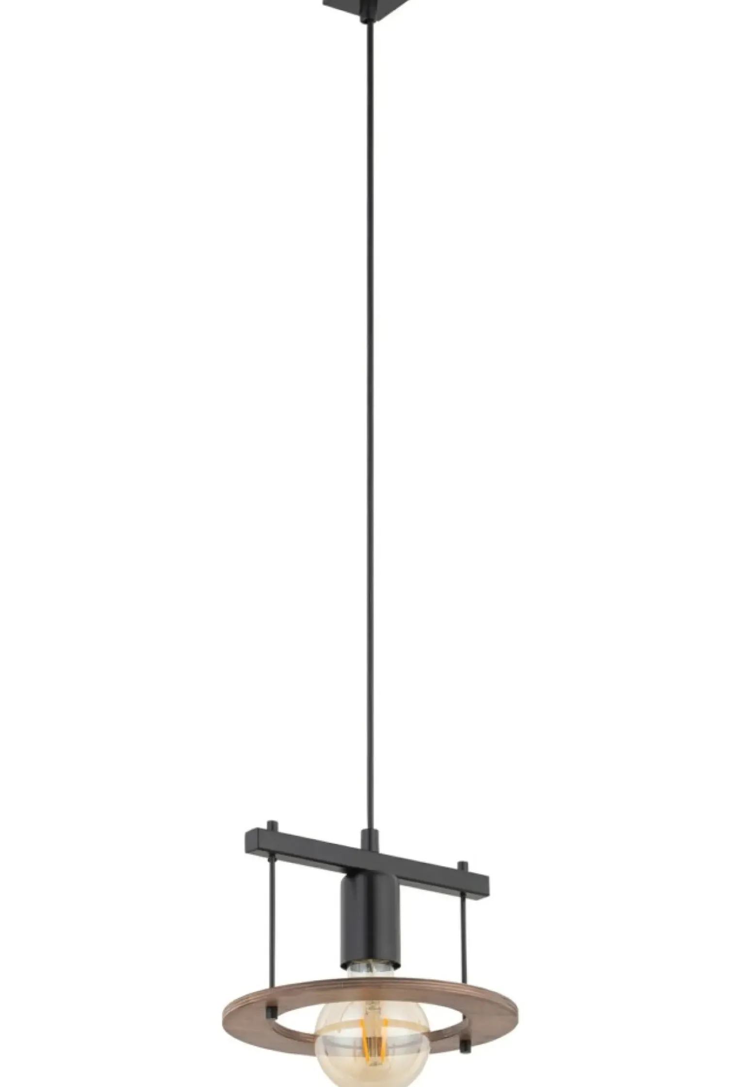 New Minimalistyczna lampa wisząca z drewnianą obręczą SIG 32483 COFFEE Żyrandole Nowoczesne