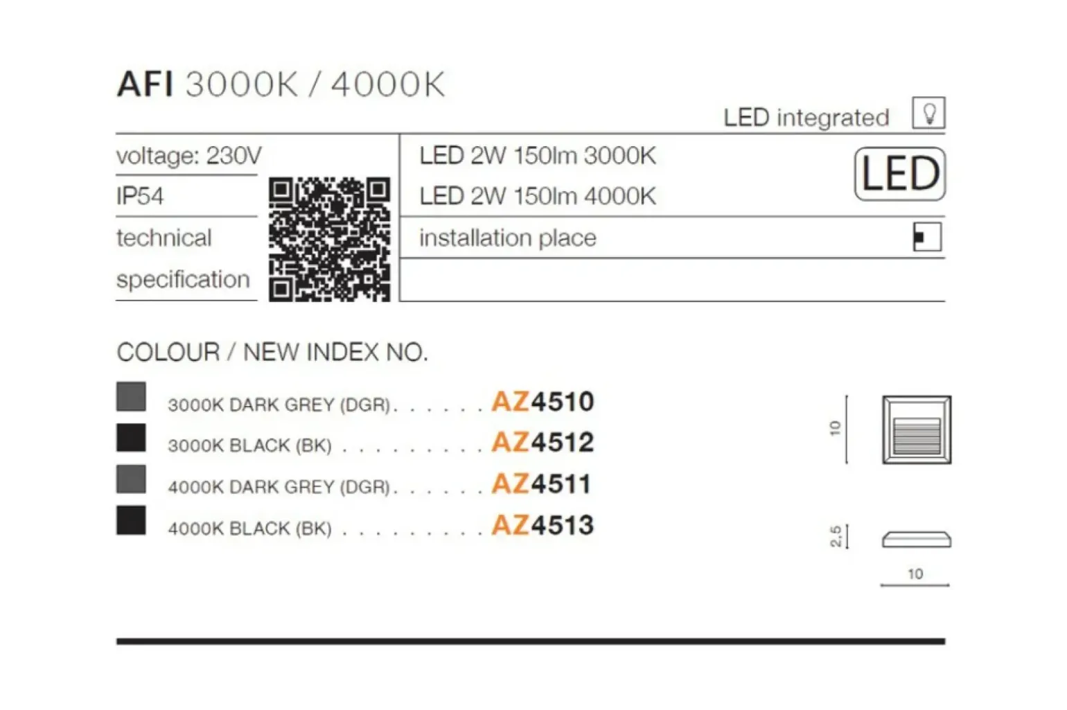 Sklep Kaja Minimalistyczna oprawa zewnętrzna LED 4000K AZ4511 AFI | Kaja