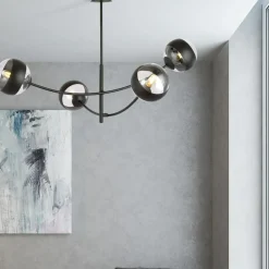 Best Molekularna, czarna lampa sufitowa do sypialni 1101/4 HUNTER | Kaja Żyrandole Nowoczesne