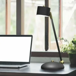 Sklep Kaja Niebanalna lampa biurkowa, czarno-złota MLP7764 z serii ARENA | Kaja Oświetlenie