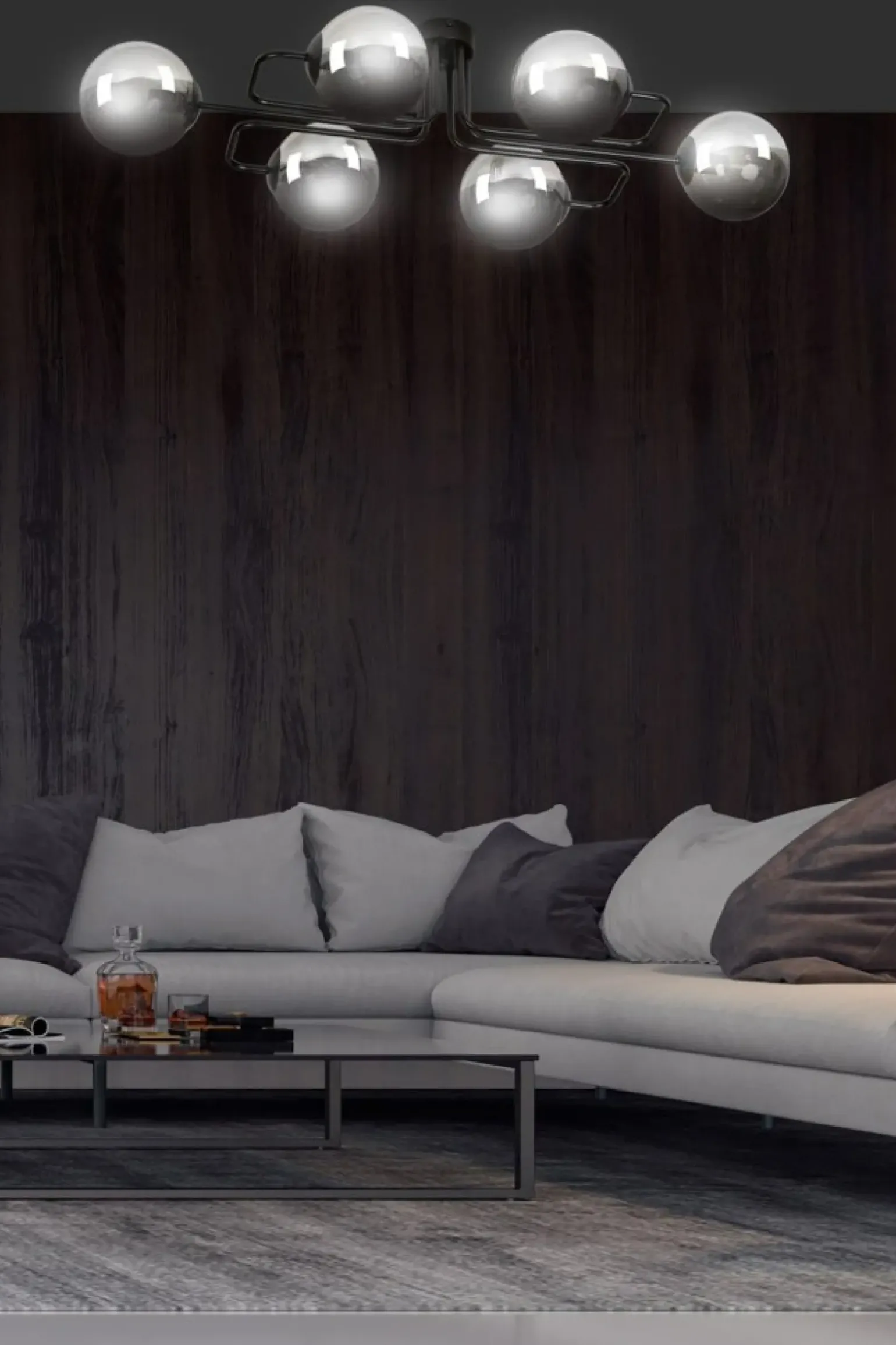 Store Niebanalna lampa sufitowa grafitowe klosze 832/6A | Kaja Oświetlenie Żyrandole Nowoczesne
