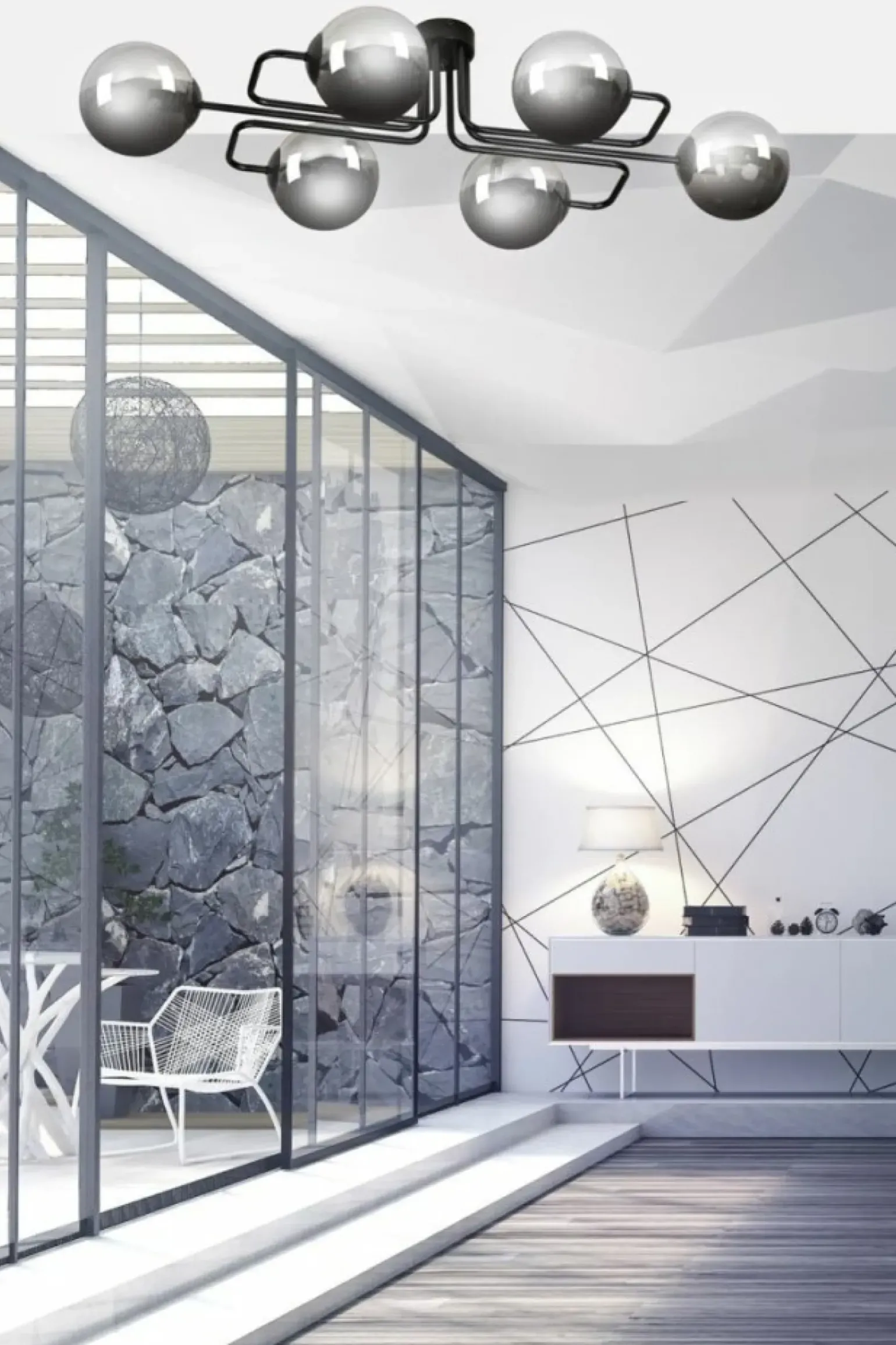 Store Niebanalna lampa sufitowa grafitowe klosze 832/6A | Kaja Oświetlenie Żyrandole Nowoczesne