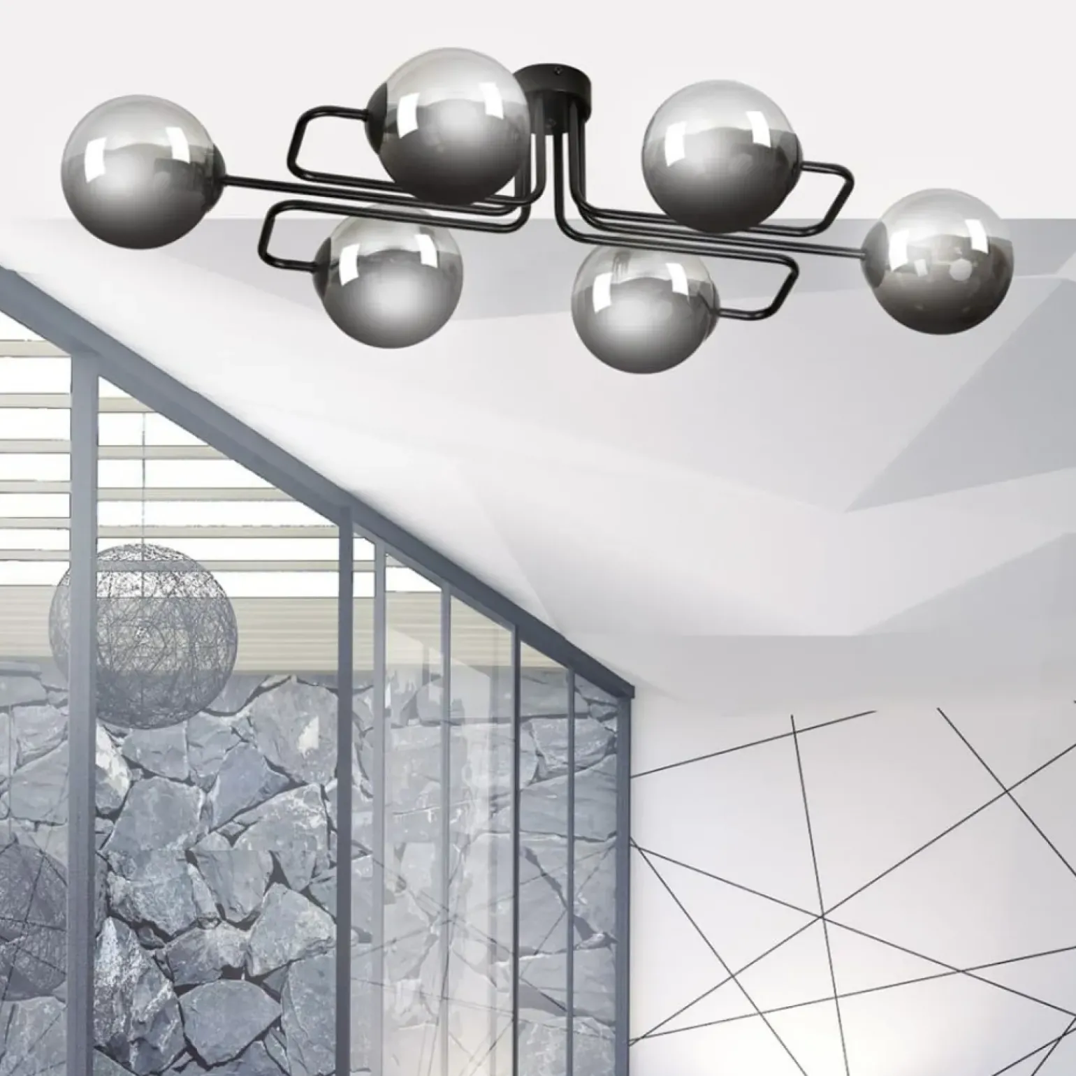 Store Niebanalna lampa sufitowa grafitowe klosze 832/6A | Kaja Oświetlenie Żyrandole Nowoczesne