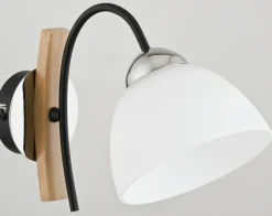 Sklep Kaja Niebanalny kinkiet zdobiony drewnem, biały klosz AL 22990 | Kaja