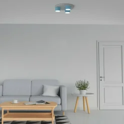 Discount Niebieska lampa sufitowa na białej podstawie MLP7551 z serii DIXIE | Kaja Oświet Żyrandole Nowoczesne