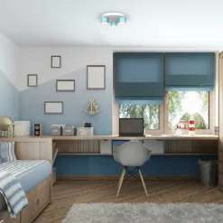 Discount Niebieska lampa sufitowa na białej podstawie MLP7551 z serii DIXIE | Kaja Oświet Żyrandole Nowoczesne