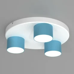 Discount Niebieska lampa sufitowa na białej podstawie MLP7551 z serii DIXIE | Kaja Oświet Żyrandole Nowoczesne