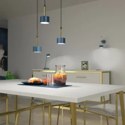 Sale Niebieska lampa wisząca do salonu, nad stolik MLP7774 z serii ARENA | Kaja Oświe Żyrandole Nowoczesne