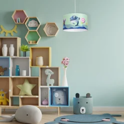Sklep Kaja Niebieska lampa wisząca, rysunek rybki MLP6802 z serii DELFINKA FINKA | Kaja Ośw