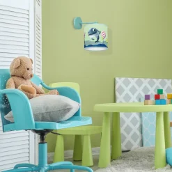 Sklep Kaja Niebieski kinkiet z rysunkiem delfinka MLP6805 z serii DELFINKA FINKA | Kaja Ośw