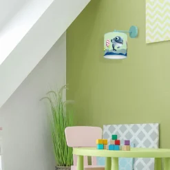 Sklep Kaja Niebieski kinkiet z rysunkiem delfinka MLP6805 z serii DELFINKA FINKA | Kaja Ośw