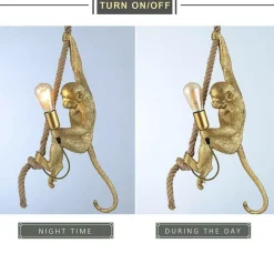 Best Nietuzinkowa, złota lampa wisząca małpa ABR-KAR-G MONKEY | Kaja Żyrandole Nowoczesne