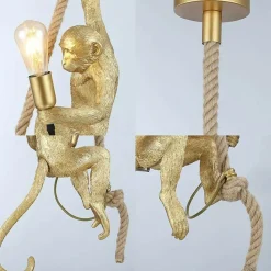 Best Nietuzinkowa, złota lampa wisząca małpa ABR-KAR-G MONKEY | Kaja Żyrandole Nowoczesne
